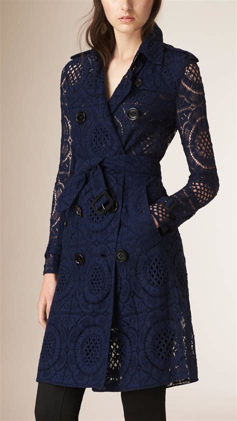 burberry blue lace trench coat|Burberry brit trench coat women's.